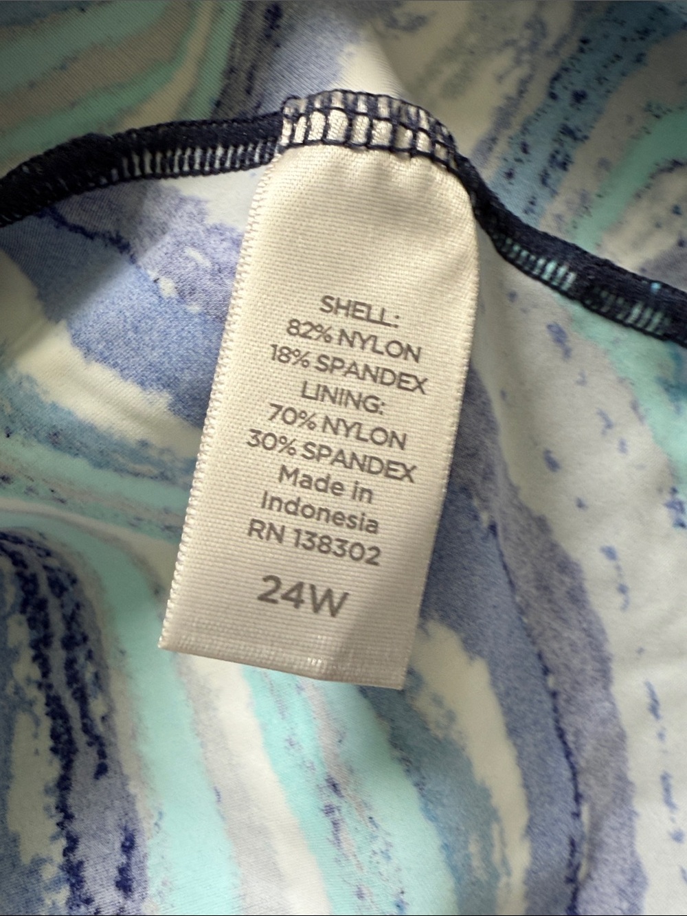 NWT Avenue Black, White, Blue & Teal Patterned Swim Top Size 24 - Picture 5 of 5